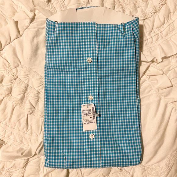 NWT Joseph A. Bank Turquoise Checker Button Down - Picture 2 of 2